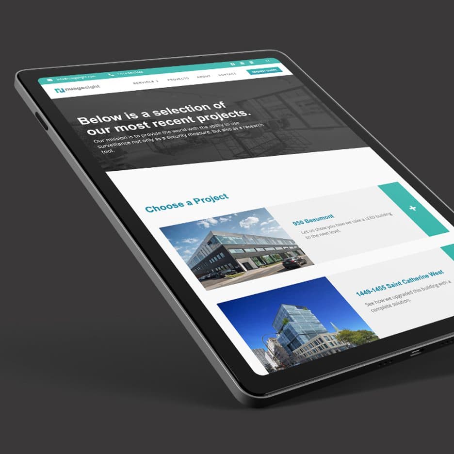 Completed graphic design project featuring Nuagesight on a tablet