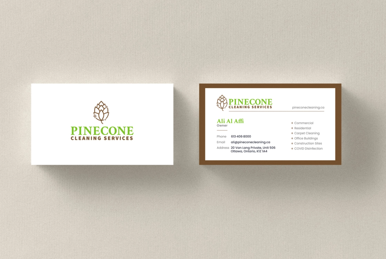 Pinecone cleaning service business cards