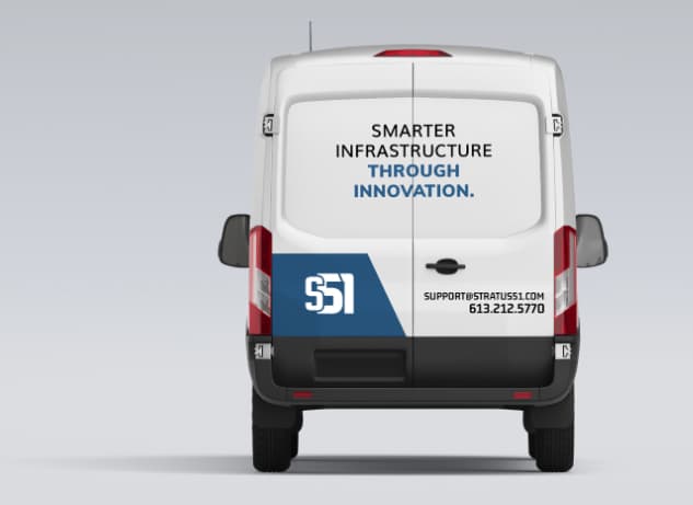 Completed graphic design project featuring the design of Stratus51’s company van.