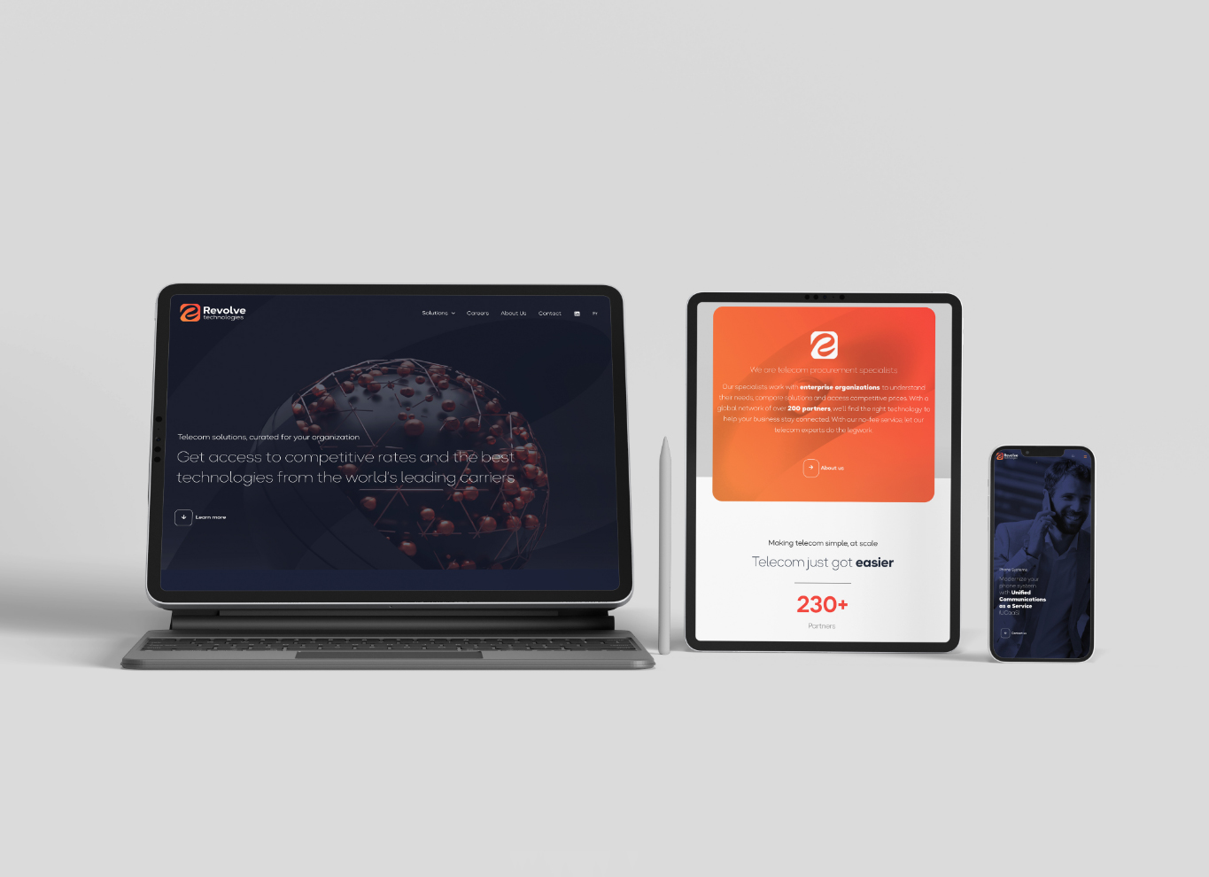 Revolve website mockup on various devices